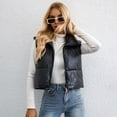 thumbnail image 5 of Women's Padded Vest Lightweight Stand Collar Sleeveless Short Warm Vest Drawstring Hem Zipper Closure Casual Gilet for Autumn Winter, 5 of 8