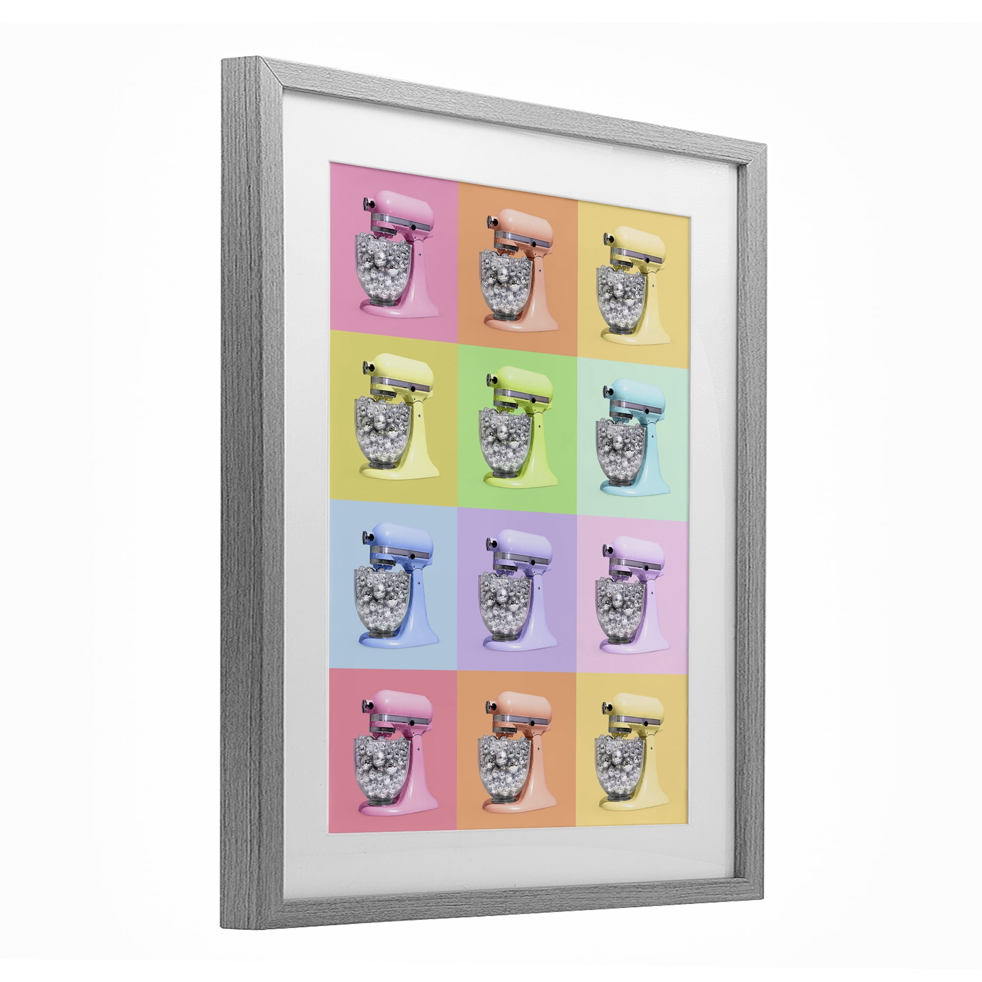 Stupell Industries Disco Ball Kitchen Mixer Collage Gray Framed Print Under Glass, design by LISH Creative