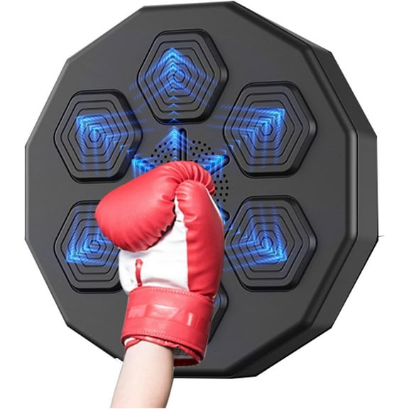 Annuodi Music Boxing Machine USB Charging Electronic Smart Boxing Equipment Wall Mounted Lighting Target with Bluetooth Fighting Game for Home Stress Release 15.7inch