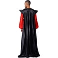 thumbnail image 2 of iiniim Men's Halloween Costume Satiny Long Lantern Sleeve Tunic Robe with Removable Cape Outfits Black M, 2 of 7