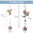 thumbnail image 2 of Comederos para pájaros de cristal con forma de campanas de viento y forma de libélula, encantadores comederos para colibríes para colgar al aire libre, comedero para colibríes de cristal soplado a man, 2 of 7