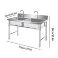ZIHUI Kitchen Utility Sink DoubleBowl Outdoor Sinks Washing Basin With