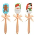 thumbnail image 2 of Juego de 3 espátulas navideñas de silicona con mango de madera, diseño de muñeco de nieve, hombre de jengibre y Papá Noel, 2 of 6