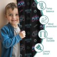thumbnail image 3 of Blackout Kids Curtains,Neon Controllers Games Symbols Black Pattern Childrens Insulated Curtains Set Of 2,Bedroom Essentials,Toddler Room Decor 52"x63", 3 of 5
