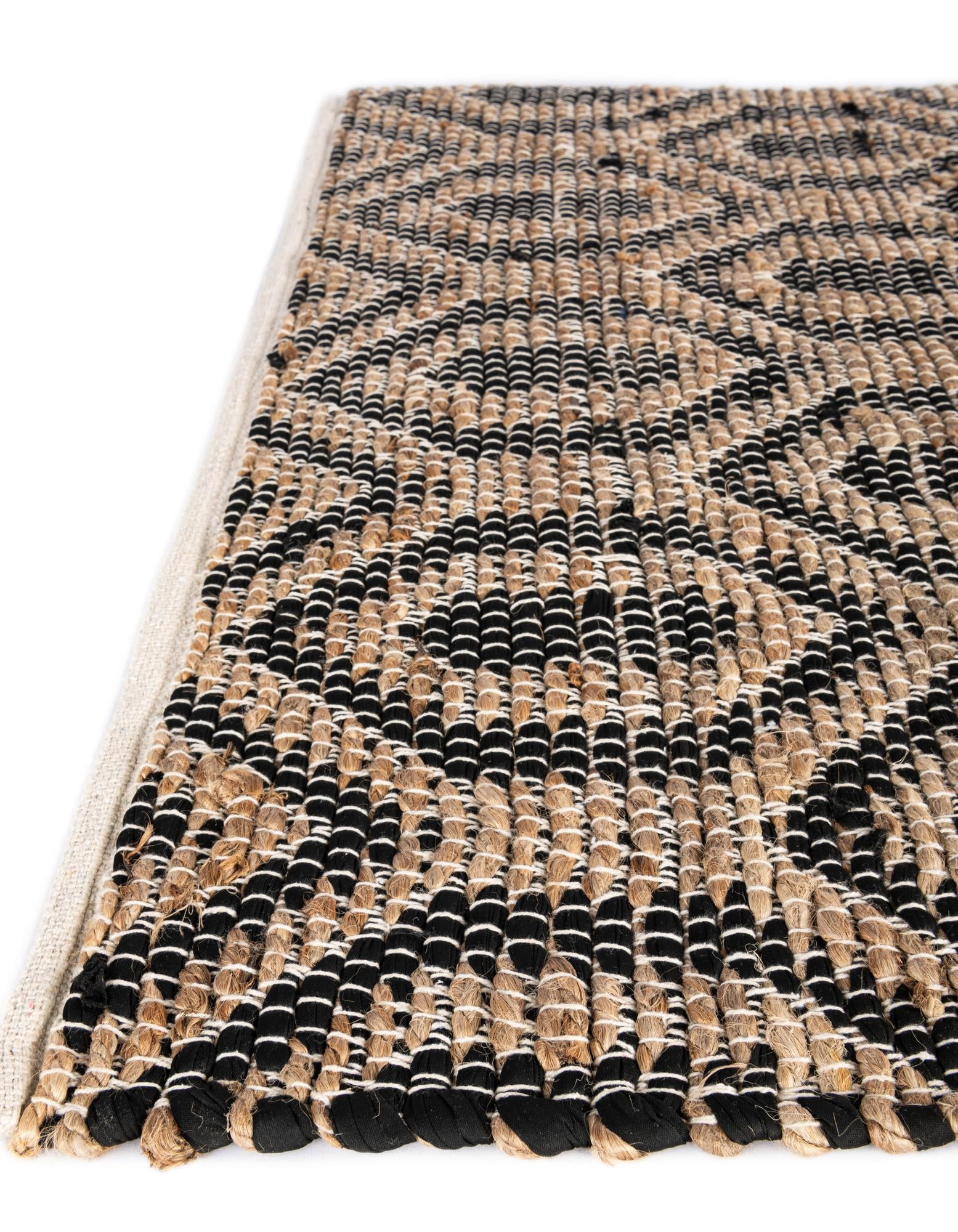 Unique Loom Chindi Jute Collection Area Rug (2' 7" x 10' Runner Black/Navy Blue)