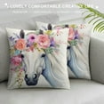thumbnail image 3 of Creowell Horse Flower Crown Pillow Cases with Zipper Home Decor for Living Room Bedroom Bed Cushion Outdoor Square Aesthetic Decorative 1PC 24x24in, 3 of 5