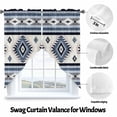thumbnail image 3 of Swag Curtain Valances Blue Boho Aztec Swag Valances for Kitchen Windows Southwest Tribal Geometric Short Topper Curtains Valance Tier Pair for Kitchen Bedroom Living Room Bathroom 28"x36", 3 of 8