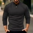 thumbnail image 2 of ZCFZJW Mens Casual 1/4 Zip up Sweatshirts Trendy Oversized Comfy Long Sleeve Stand Collar V Neck Pullover Sweater Tops Athletic Workout Shirts Black M, 2 of 6