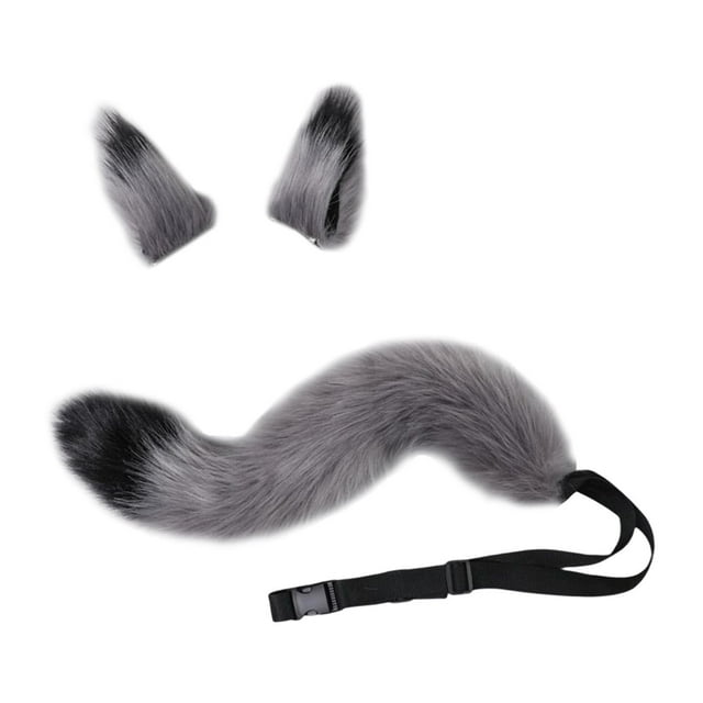 yingyy Non-toxic Cosplay Set With Plush Made Tails No Loose Thread Or Shedding For Colorfast Party Wolf Grey