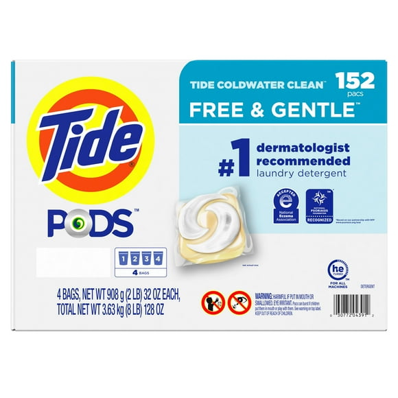 Detergente Líquido para Ropa en Cápsulas Tide Free & Gentle 152 unidades