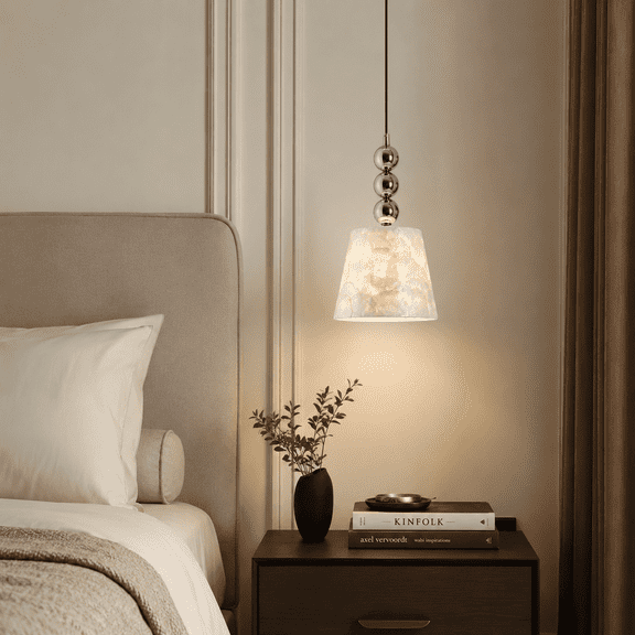 Pendant Light, 1-light 6.9" Natural Capiz Seashell, Hanging Light(bulb included)