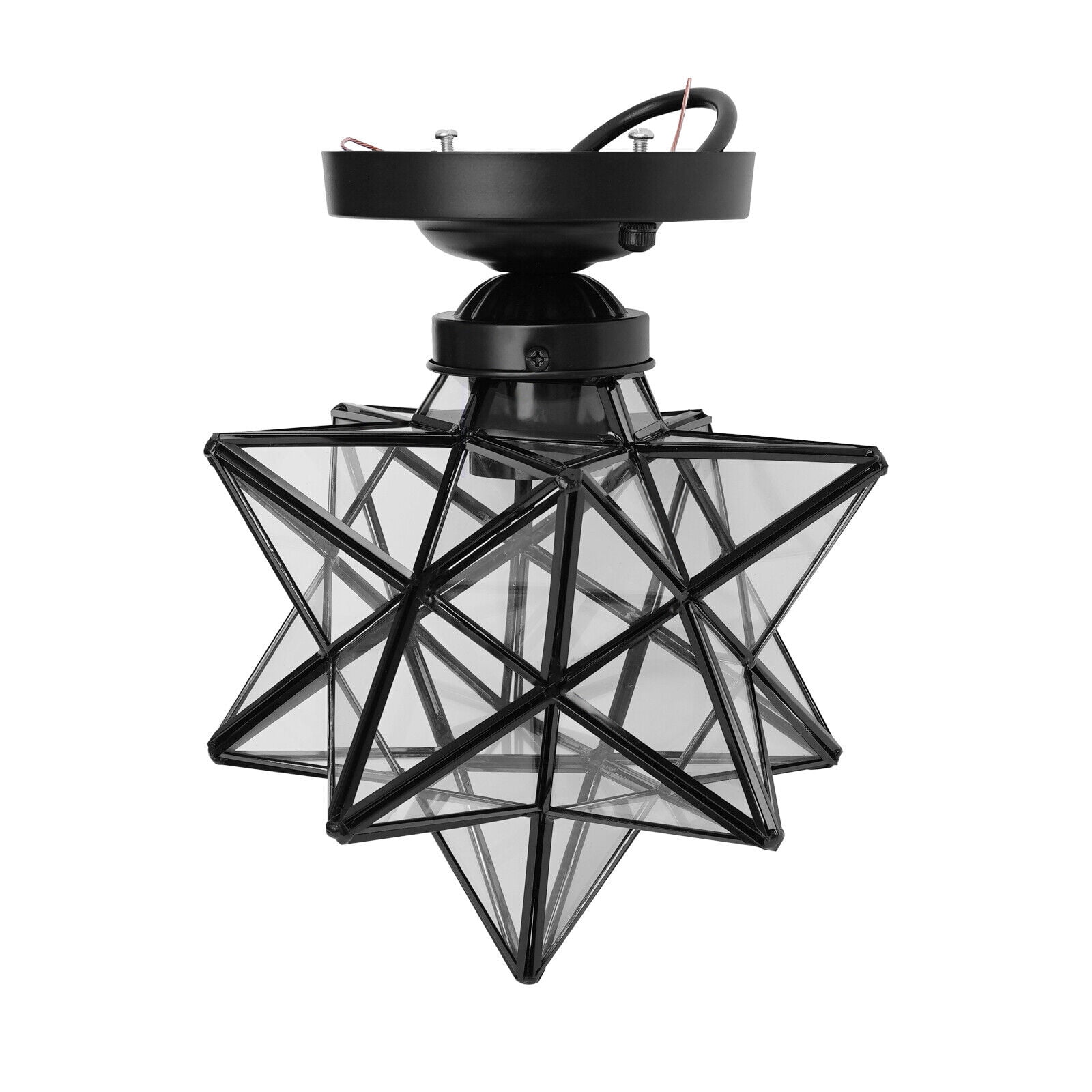 Modern Moravian Star Lamp Flush Mount Ceiling Light w/ Transparent Glass Shade