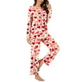 thumbnail image 3 of BiZtdJrK Lightning Prime Today Womens Pajamas Set Long Sleeve Button Up V Neck Pullover Tops and Pants 2 Piece Lounge Outfits Valentine's Day Heart Print Sleepwear Pink L, 3 of 8