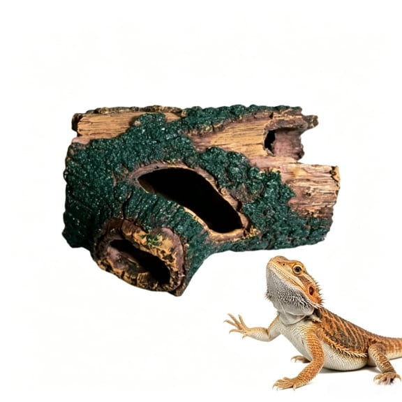 Reptile Hideout Resin Gecko Bark Trunk Habitats for Lizard Spiders Frogs