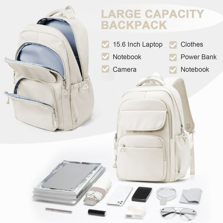 best cute travel backpack Uselike for Women, 15.6 Inch Laptop Backpack, Quilted College Bookbag, Work Backpacks, Water Resistant (Beige) : Electronics daily use The 11 Best Travel Backpacks