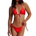 thumbnail image 1 of Womens Swimsuits Separates Bikini Set High Waisted Stylish Solid Color Red Women Bathing Suits XL, 1 of 3