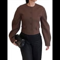 thumbnail image 1 of Blazer Corto con Botones para Mujer, Ropa Informal de Negocios para Otoño e Invierno. Color Café L, 1 of 8