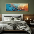 thumbnail image 5 of IDEA4WALL Extra Large Framed Canvas Print Wall Art Colorful School of Fish in Blue and Orange Wall Decorative Impressionist Fine Art Modern Oversized Artwork Relax/Calm for Living Room - 60"x20", 5 of 5