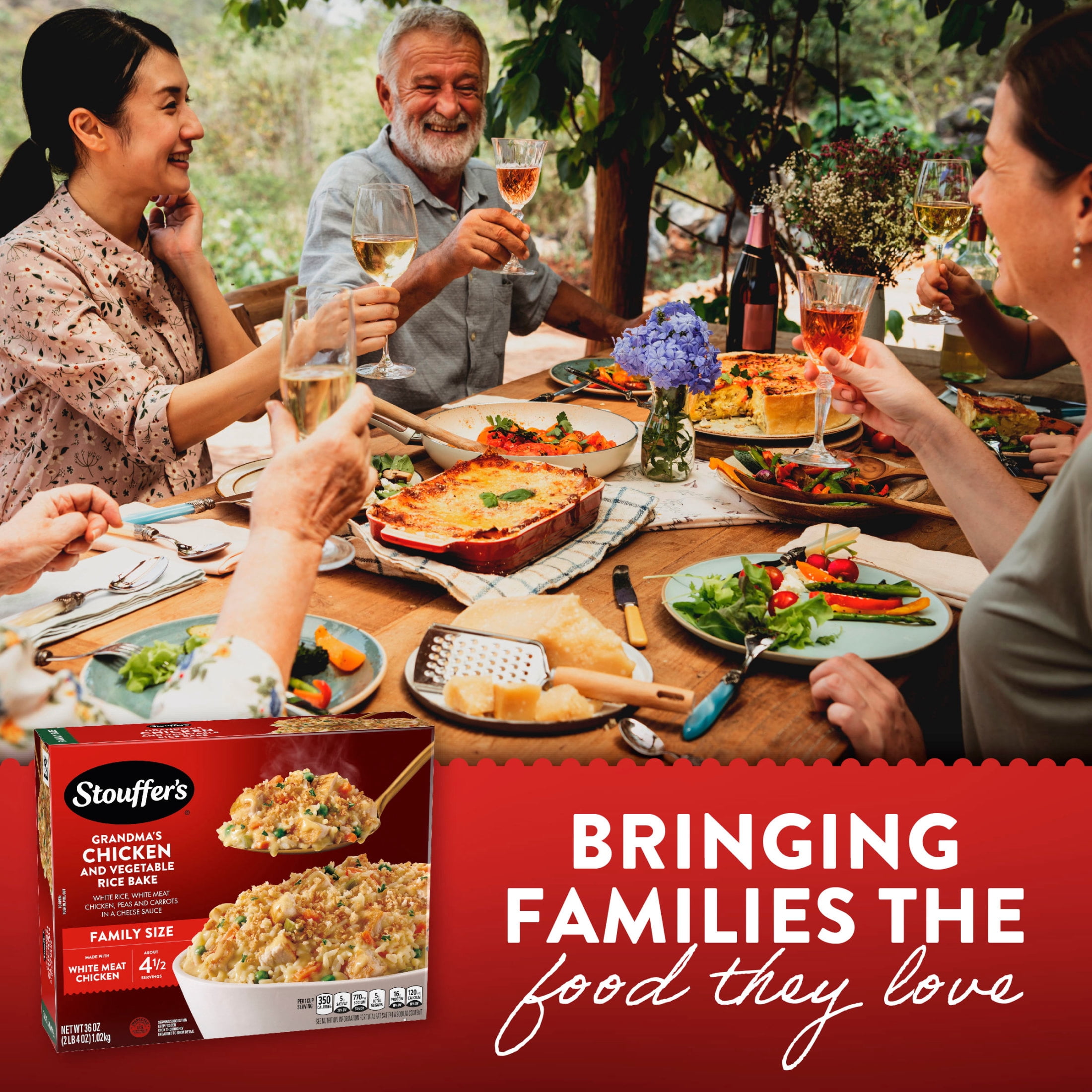 Stouffer’s Grandma’s Chicken and Vegetable Rice Bake, Family Size, Frozen Family Dinners 36 oz