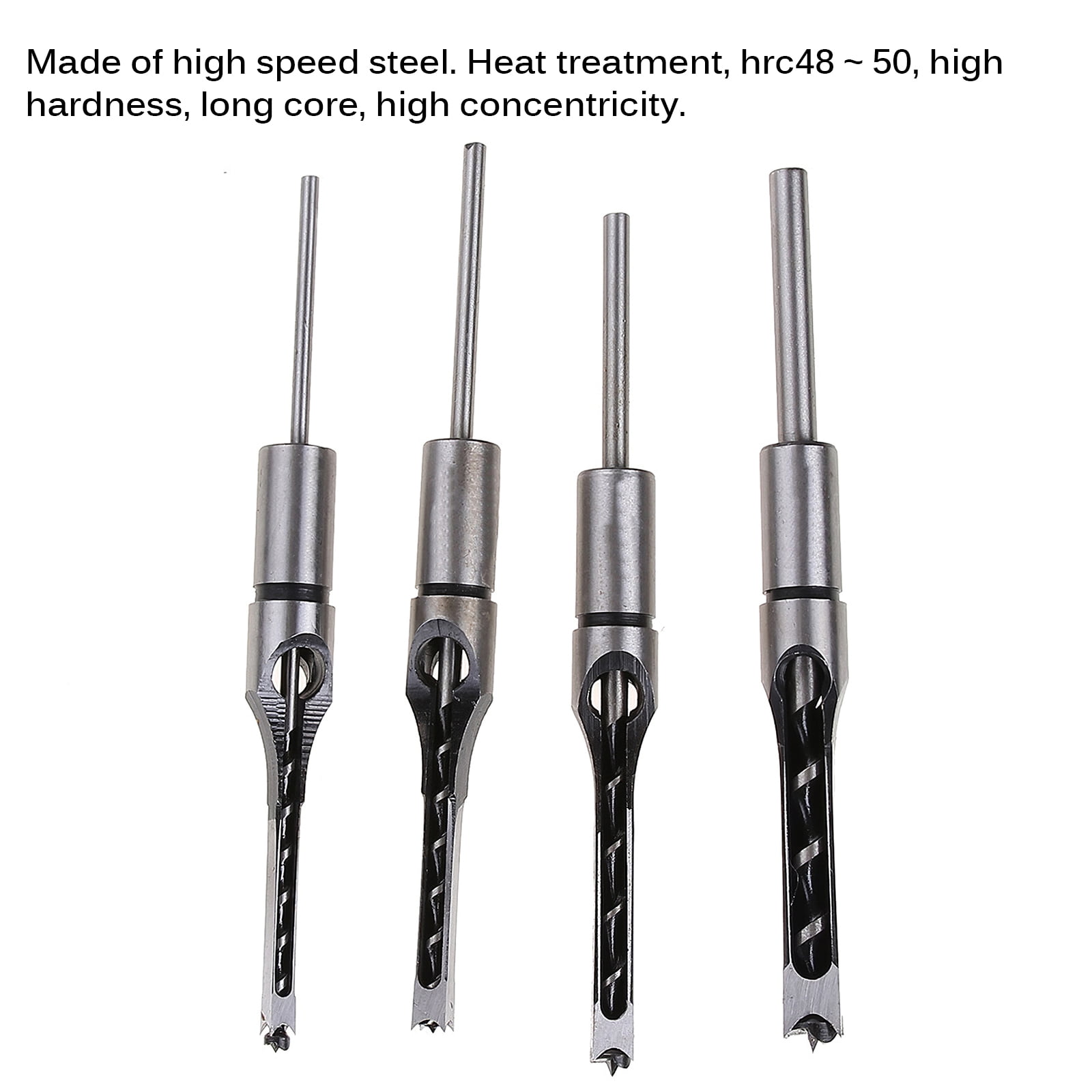 4PCS Woodworker Square Hole Drill Bits Mortising Chisel Set Woodworking Tools 