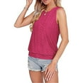 thumbnail image 5 of Eyelet Tops For Women Round Neck Sleeveless Tee Solid Causal Camisole Classic Dressy Vest Slim Fitted Cami Office Work Blouses Summer, 5 of 7