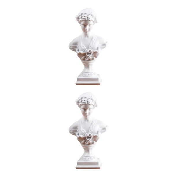 Estatua de busto Advancent de resina blanca S 2Conjunto
