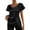 Black, variant on Side Drawstring Ruched Glossy Satin Top V Neck Flutter Short Sleeve Slim Curved Hem Elegant for Women Spring Summer Office Party Wear S-XXL