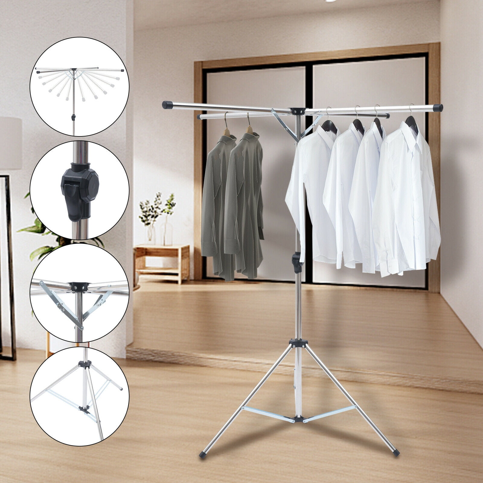 Foldable Portable Clothes Drying Rack,Adjustable Mental Drying Rack