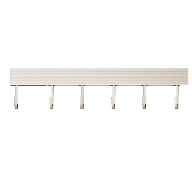 Perchero de pared de aluminio para utensilios de cocina, con 6 ganchos de 30 cm, para colgar cucharas, palas y tablas de cortar, color blanco