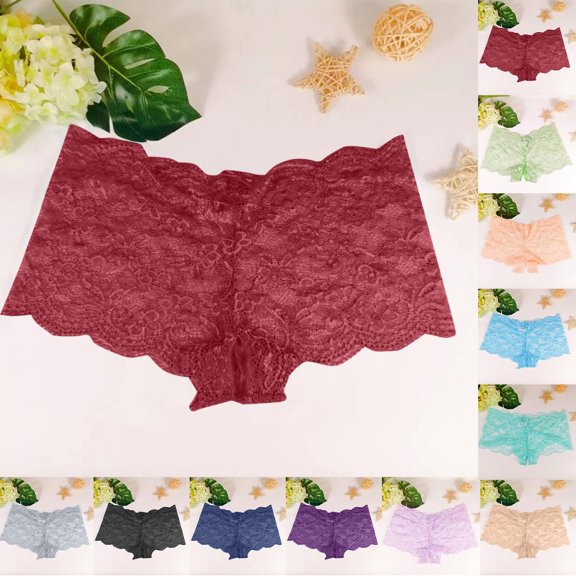 NordicNest Multi‑Color Lace Decorative Ladies Panties, Super Stretchy Plus‑Size Full Coverage Underwear for Women Daily Wear S‑XXXXXL Wine