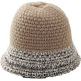 thumbnail image 5 of CoCopeaunts Bucket Hat for Women Fashion Stitching Knitted Fisherman Hat Winter Warm Woolen Basin Hat Outdoor Travel Vacation, 5 of 8