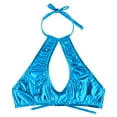 thumbnail image 2 of dPois Metallic Bikinis Set for Women Cheeky Thong Cutout Bra Top Sexy Glitter Sparkly 2 Piece Bathing Sky Blue M, 2 of 7