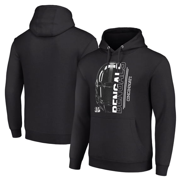 Unisex Starter Black Cincinnati Bengals Half Helmet Logo Pullover Hoodie