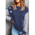 thumbnail image 3 of ABPHQTO Top de manga larga de patchwork con estampado de estrellas a rayas azules para mujer, 3 of 5