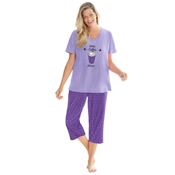Dreams & Co. Plus Size 2-Piece Capri PJ Set