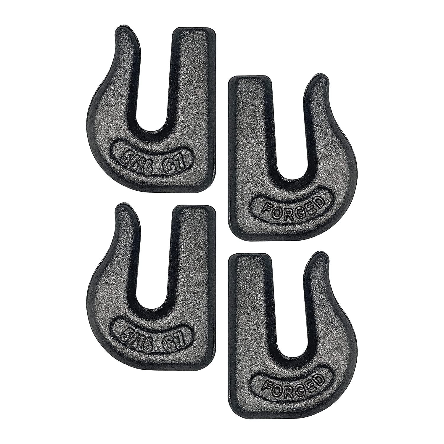 4 Pack Heavy Duty 5/16" Weld On Grab Hook, Grade 70 Clevis Chain Hook