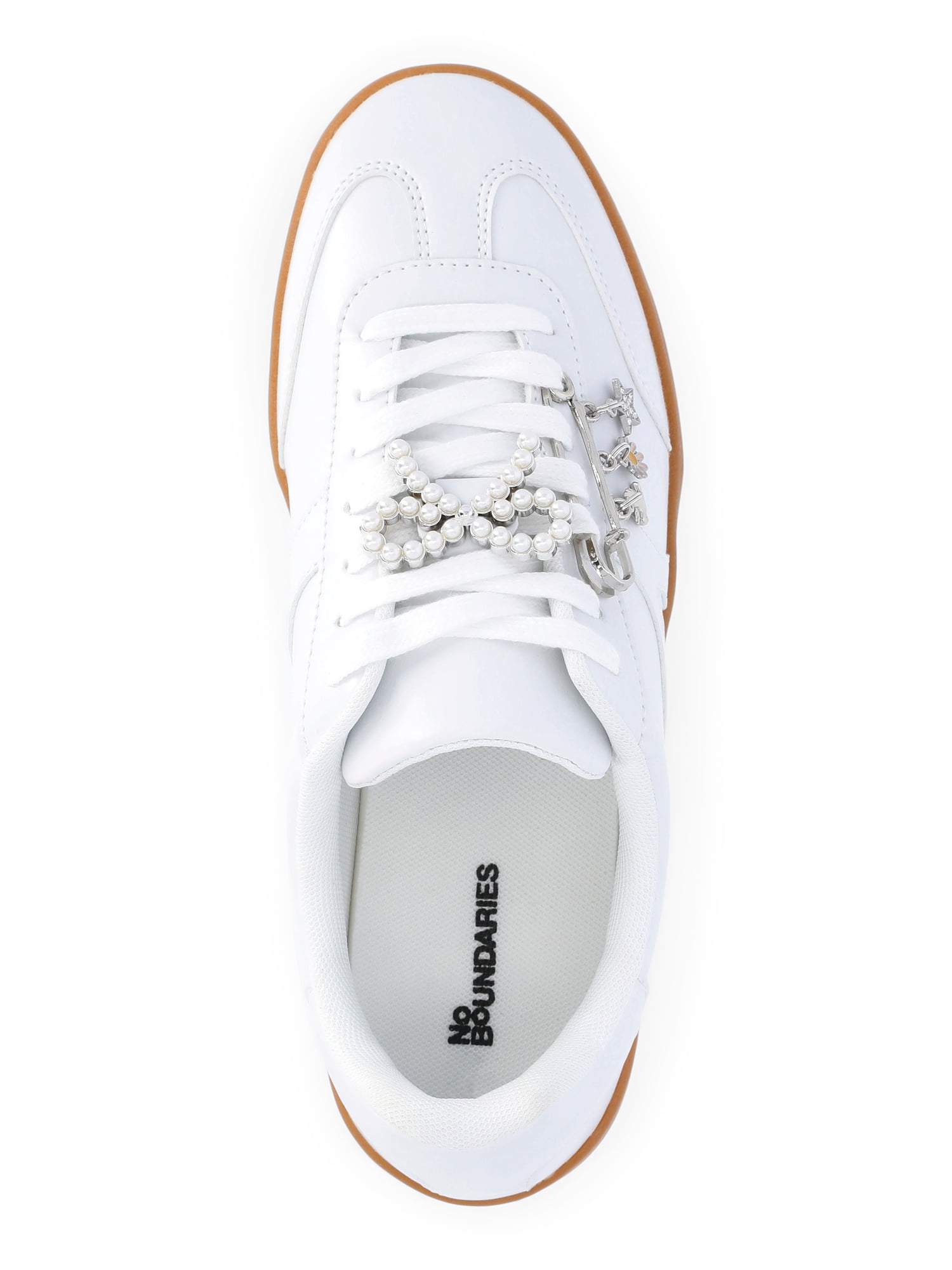 No Boundaries Women's Lace-Up Sport Sneakers with Charms