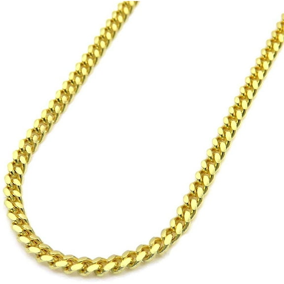 14K Yellow Gold 1.5mm Miami Cuban Chain, FREE Microfiber Cloth, Solid Gourmette Curb Link Mens Womens Necklace, Giorgio Bergamo