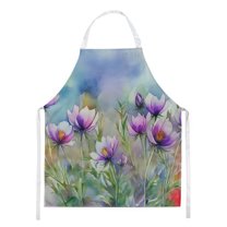 South Dakota Pasque Flowers in Watercolor Apron 27 in x 30 in