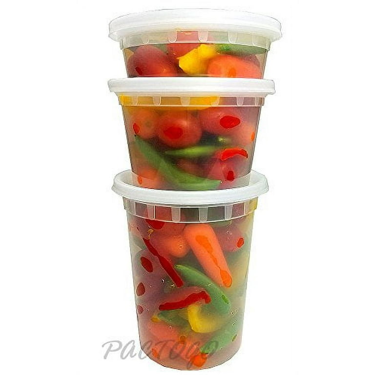 Freshware Food Storage Containers [240 Set] 24 oz Plastic Deli Containers  with Lids, Slime, Soup, Meal Prep Containers | BPA Free | Stackable 