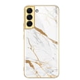 thumbnail image 1 of Full Cover Phone Case Tempered Glass Hard Printed Smartphone Bumper Case Cell Phone Covers Electroplated for S22/22Plus/Ultra Camera Protection Protective  Galaxy S22 ULTRA Golden Thread, 1 of 8
