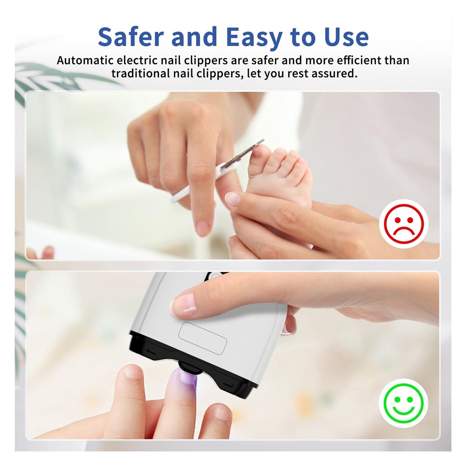 Electric Nail Clipper, 3 Speeds Automatic Electric Nail Trimmer for Adults Seniors Baby Children with LED Light, Rechargeable Electric Nail Clippers for Men Women Kids, Electric Finger Toe Nail Cutter