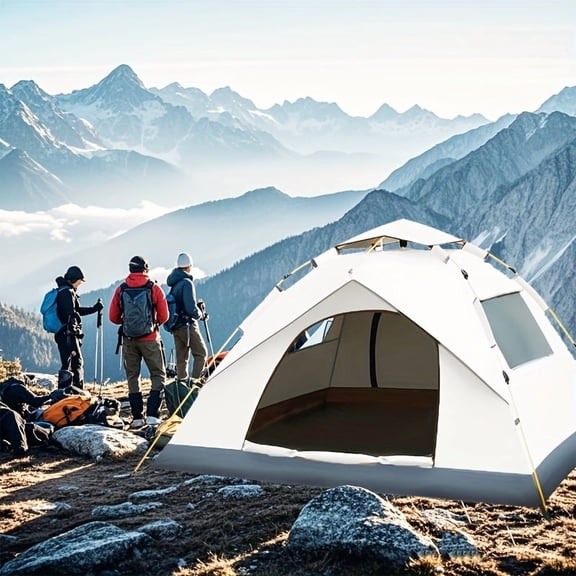 4-Person 78x78x59" Pop-Up Camping Tent - 2 Doors/2 Windows Rainfly