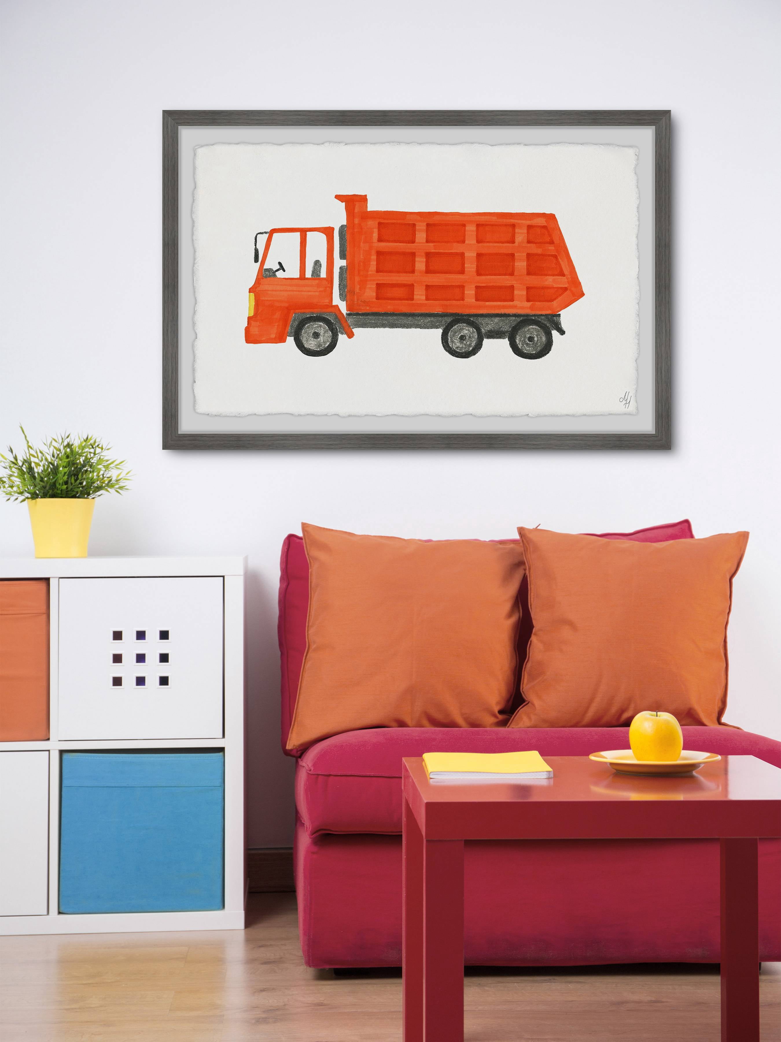 Marmont Hill Orange Dump Truck Framed Wall Art