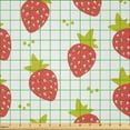 thumbnail image 2 of Ambesonne Fruit Fabric by the Yard Microfiber, Summer Coral Strawberries, 10 Yards, Yellow Green Coral and White, 2 of 2