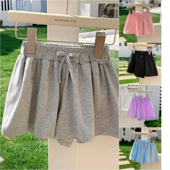 Trendfront Girls Casual Pants Minimalist Solid Color Elastic Waist Oversized Slacks Soft Breathable Everyday Wearing Kids Long Trousers 3-12Y