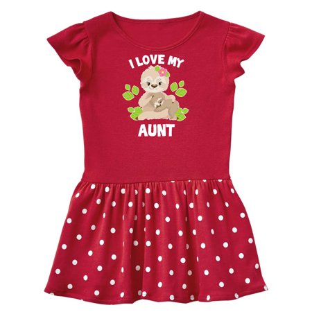 

Inktastic Cute Sloth I Love My Aunt with Green Leaves Gift Toddler Girl Dress