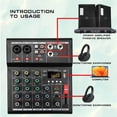 thumbnail image 2 of Professional 4 6 Channels  Mixer DJ Mixing Console With USB Interface Sound Card BT 48V PC MP3 DJ Recording ,Smart Fader, 2 of 7