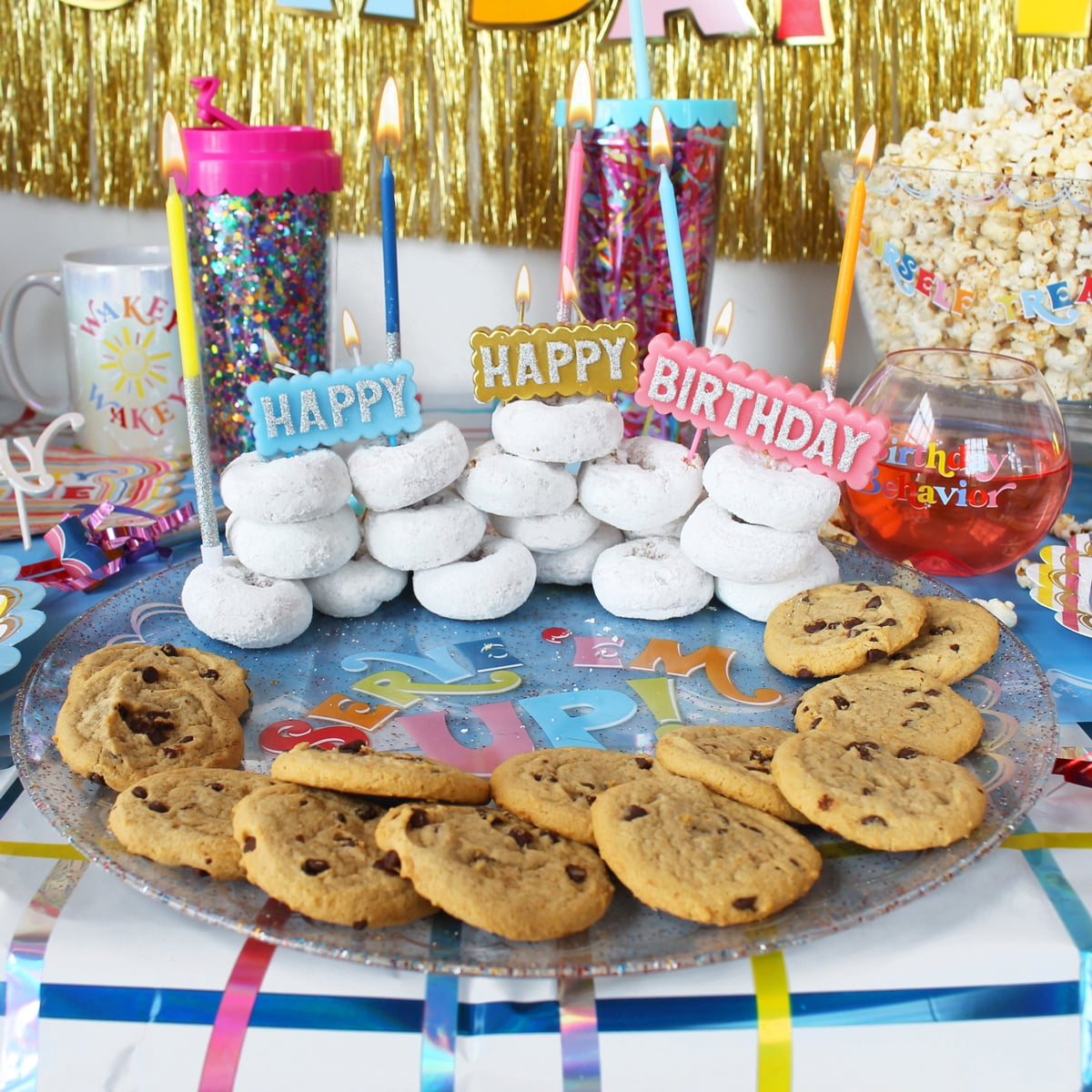 Packed Party 'Happy Happy Birthday' Candle Set, Multi-Color, 3 Pieces