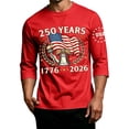 thumbnail image 3 of GrmtClth Men's American Flag Shirt Patriotic Usa 250 Years Birthday Top Summer 3/4 Sleeve T-Shirt Lightweight Soft Round Neck Wear Red S, 3 of 5
